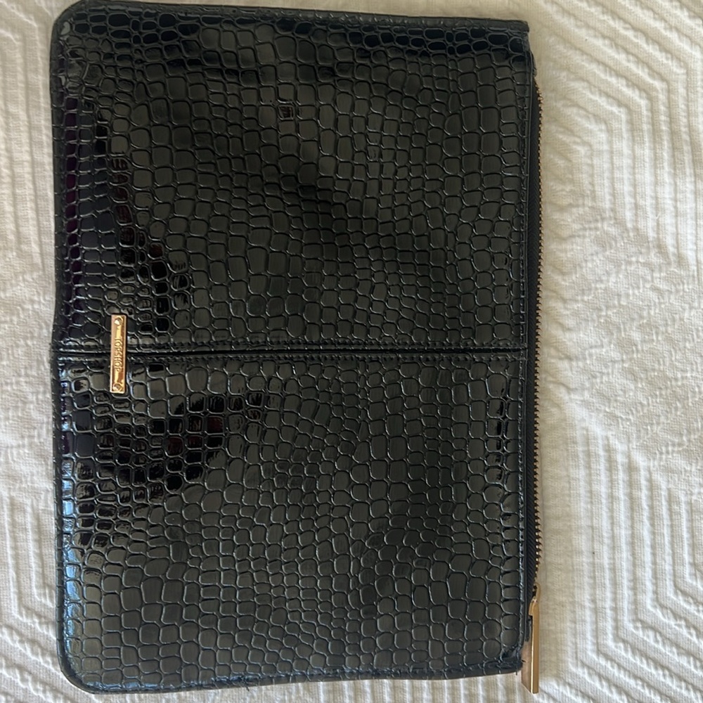 Topshop black crocodile embossed clutch
